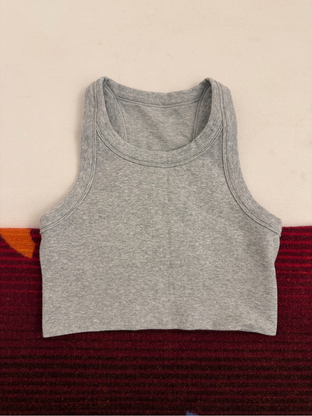 Alo Grey Women's Ribbed Crop Tank Top